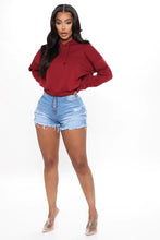 Load image into Gallery viewer, FASHION NOVA JUMPING TO CONCLUSIONS DESTROYED DENIM SHORTS IN BLACK
