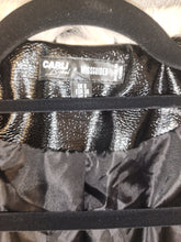 Load image into Gallery viewer, MISSGUIDED KYLE BYBEL COLLECTION FAUX LEATHER COAT WITH FUR TRIM
