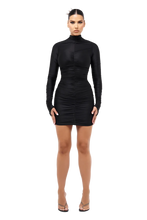 Load image into Gallery viewer, COUCOO RUCHED MINI DRESS IN BLACK
