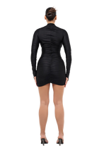 Load image into Gallery viewer, COUCOO RUCHED MINI DRESS IN BLACK
