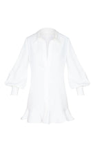 Load image into Gallery viewer, PRETTY LITTLE THING WHITE FRILL HEM SHIRT DRESS
