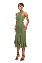 Load image into Gallery viewer, COUCOO ELYSEE DRESS IN POMEGRANITE SEED / SATIN BLACK / LEIUTENANT GREEN
