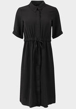 Load image into Gallery viewer, MATERNITY SHIRT MIDI DRESS IN BLACK
