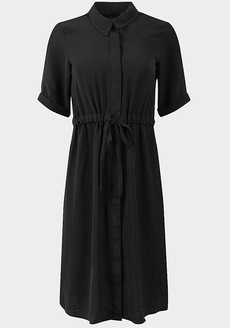 MATERNITY SHIRT MIDI DRESS IN BLACK
