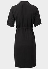 Load image into Gallery viewer, MATERNITY SHIRT MIDI DRESS IN BLACK
