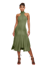 Load image into Gallery viewer, COUCOO ELYSEE DRESS IN POMEGRANITE SEED / SATIN BLACK / LEIUTENANT GREEN
