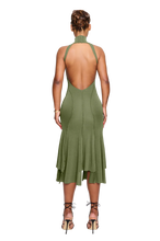 Load image into Gallery viewer, COUCOO ELYSEE DRESS IN POMEGRANITE SEED / SATIN BLACK / LEIUTENANT GREEN
