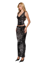 Load image into Gallery viewer, COUCOO BIAFO SKIRT IN PEPPER PAILLETTE/PECAN PAILLETTE
