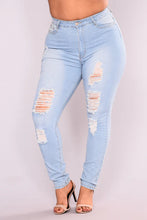 Load image into Gallery viewer, FASHION NOVA TEMPE DISTRESSED JEANS IN LIGHT WASH
