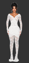 Load image into Gallery viewer, NAIA LACE LEGGINGS IN DEEP SPELL / BARE BACK / WHITE LIE
