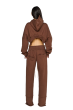 Load image into Gallery viewer, COUCOO (SET) CROPPED, ASYMMETRIC HOODIE &amp; ASYMMETRIC, FITTED CROTCH TRACKSUIT BOTTOMS IN TEDDY
