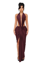 Load image into Gallery viewer, THE COUCOO DIONE HALTER MIDI DRESS IN ICE MILK
