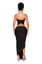 Load image into Gallery viewer, KALI KNOT DRESS IN DUNE / BLACK OUT
