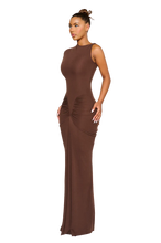 Load image into Gallery viewer, COUCOO WALE DRESS IN LIEUTENANT GREEN / ARABICA / SATIN BLACK / POMEGRANATE SEED
