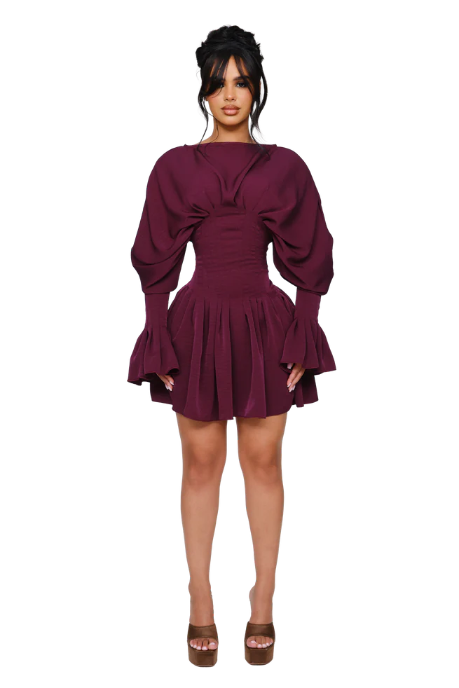 DUSK DRAPED MINI DRESS IN RIPE UNDOING