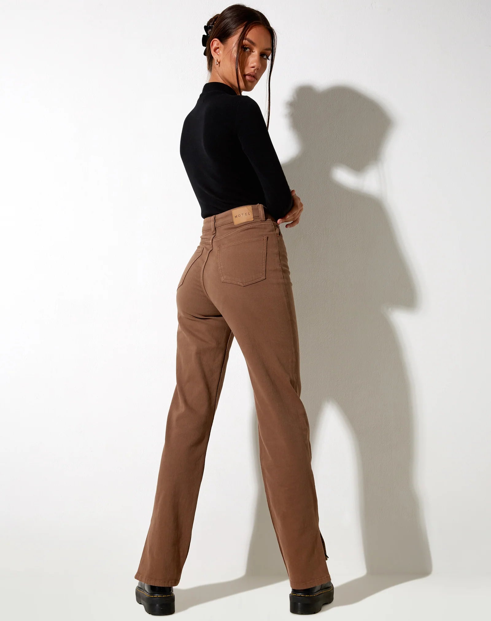 Brown straight leg jeans outlet