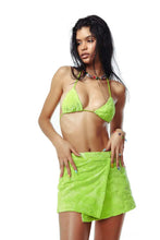 Load image into Gallery viewer, JADED LONDON TOWELLING WRAP MINI SKIRT IN LIME
