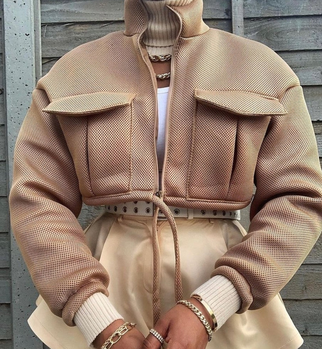 AIR CROPPED JACKET IN NUDE