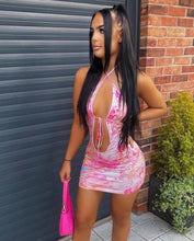 Load image into Gallery viewer, MARBLE HOT PINK MINI DRESS
