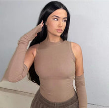Load image into Gallery viewer, RIBBED BODYSUIT WITH SLEEVES
