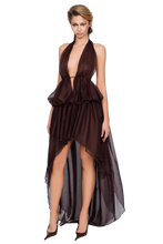 Load image into Gallery viewer, BOLZANO HALTER DRESS - MOSS MIST/SHADOW SAGE/ESPRESSO
