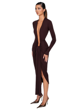 Load image into Gallery viewer, COUCOO NOXRA DEEP PLUNGE DRESS IN UNTOUCHED BUTTER / BLACK / DEEP BERRY / PISTACHIO
