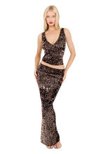 Load image into Gallery viewer, COUCOO BIAFO SKIRT IN PEPPER PAILLETTE/PECAN PAILLETTE
