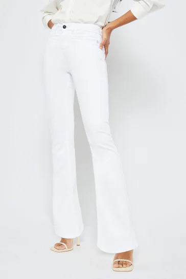 LIPSY HIGH WAIST FLARE LEG CHLOE JEANS IN WHITE