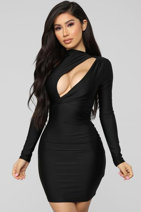 FASHION NOVA ONLY HERE TONIGHT CUT OUT DRESS IN BLACK
