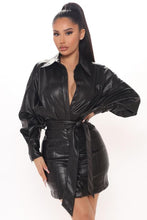Load image into Gallery viewer, FASHION NOVA DANGEROUS FEELING FAUX LEATHER MINI DRESS
