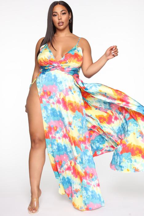 FASHION NOVA 'PAINTING IN COLOUR' MAXI DRESS IN MULTI COLOUR