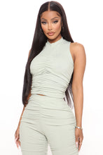 Load image into Gallery viewer, FASHION NOVA &#39;MIGHT ACT UP&#39; TOP &amp; BIKER SHORTS SET IN SAGE
