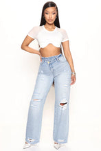 Load image into Gallery viewer, FASHION NOVA ONLY ANGEL CROSSOVER STRAIGHT LEG JEANS
