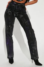 Load image into Gallery viewer, FASHION NOVA COLOUR MY LOVE METALIC STRAIGHT LEG JEANS - PURPLE COMBO
