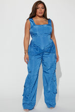Load image into Gallery viewer, FASHION NOVA MEANT TO BE UTILITY JUMPSUIT IN ROYAL
