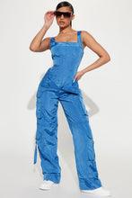 Load image into Gallery viewer, FASHION NOVA MEANT TO BE UTILITY JUMPSUIT IN ROYAL
