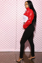 Load image into Gallery viewer, FASHION NOVA RED FAUX LEATHER CROPPED JACKET
