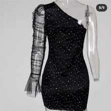 Load image into Gallery viewer, LACE OFF THE SHOULDER SPARKLY DRESS
