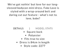 Load image into Gallery viewer, OH POLLY FAKE LOVE CUT OUT LONG SLEEVE BODYCON MINI DRESS IN PINK, SIZE 10
