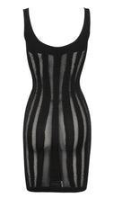 Load image into Gallery viewer, HOCB &#39;SOLAINA&#39; BLACK SHEER STRIPED BODYCON DRESS
