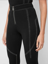 Load image into Gallery viewer, MANIERE DE VOIR &#39;CONTRAST STITCH&#39; LEGGINGS IN BLACK, SIZE 12
