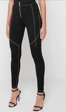 Load image into Gallery viewer, MANIERE DE VOIR &#39;CONTRAST STITCH&#39; LEGGINGS IN BLACK, SIZE 12
