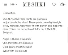 Load image into Gallery viewer, MESHKI ZANDAYA HIGHWAISTED FLARE PLANTS, SIZE M
