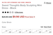 Load image into Gallery viewer, FASHION NOVA &#39;SWEET THOUGHTS&#39; BODY SCULPTING MINI DRESS, SIZE S
