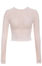 Load image into Gallery viewer, HOUSE OF CB BLUSH KNITTED STRETCH MESH LONG SLEEVED TOP, SIZE M/L
