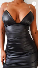 Load image into Gallery viewer, MISSGUIDED BLACK CLEAR STRAPPED RUCHED MIDI DRESS, SIZE 8

