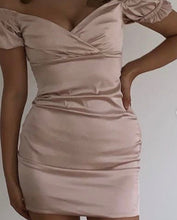 Load image into Gallery viewer, OH POLLY &#39;INFINITE LOVE&#39; SATIN OFF SHOULDER DRESS IN BLUSH PINK

