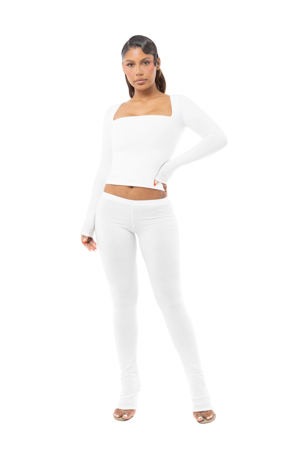 COUCOO LONG SLEEVE SQUARE NECK TOP