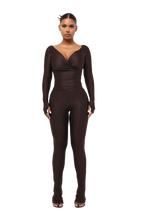 Load image into Gallery viewer, COUCOO LANAI LEGGINGS AND LONG SLEEVE TOP SET IN CHOCOLATE
