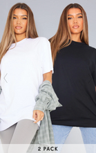 Load image into Gallery viewer, PRETTY LITTLE THING COTTON BLACK &amp; WHITE 2 PACK OVERSIZED T-SHIRT

